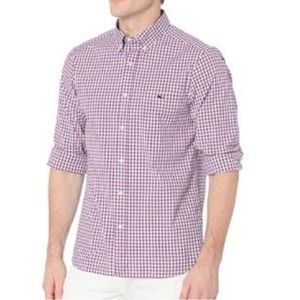 Vineyard Vines purple white plaid check gingham slim fit whale shirt Size M